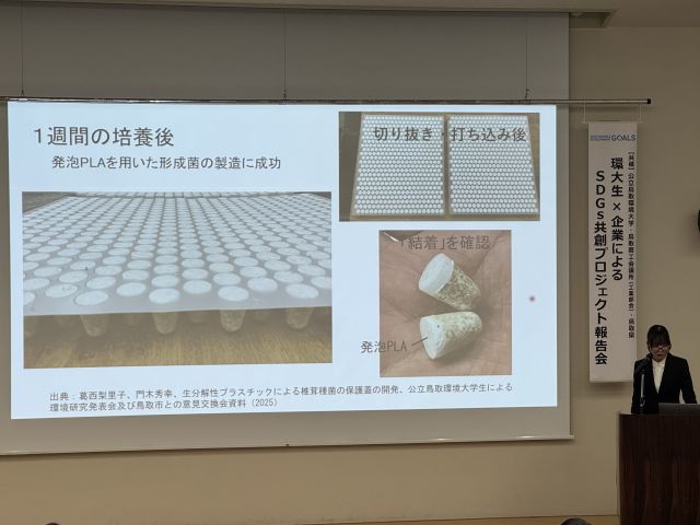 取組内容を発表する学生